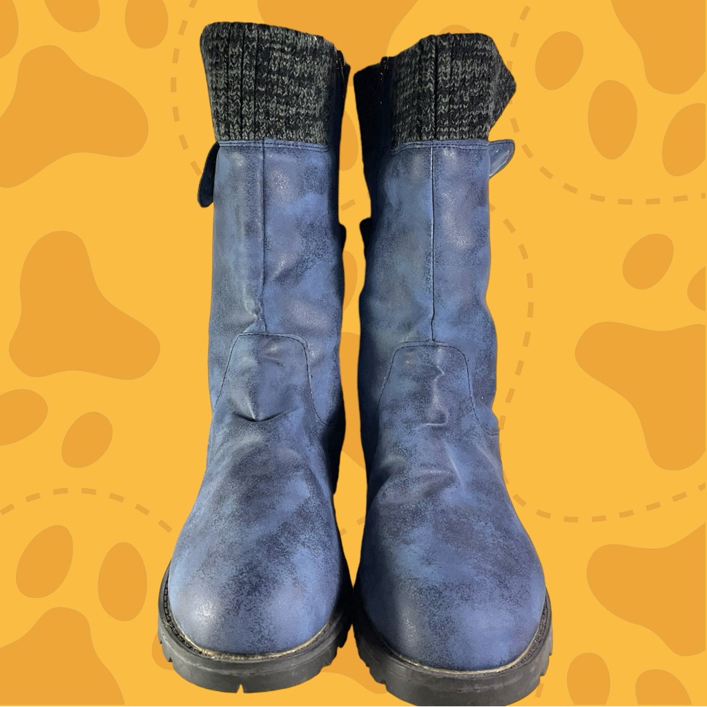 Womens Eu 43Us 11 Unknown Brand Blue Vegan Lined Zip Up Boots
